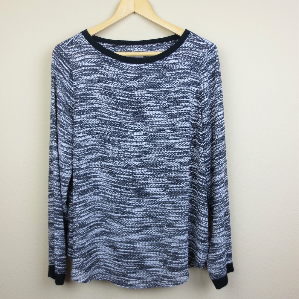 Lou & Grey Long Sleeve Black and White Striped Top